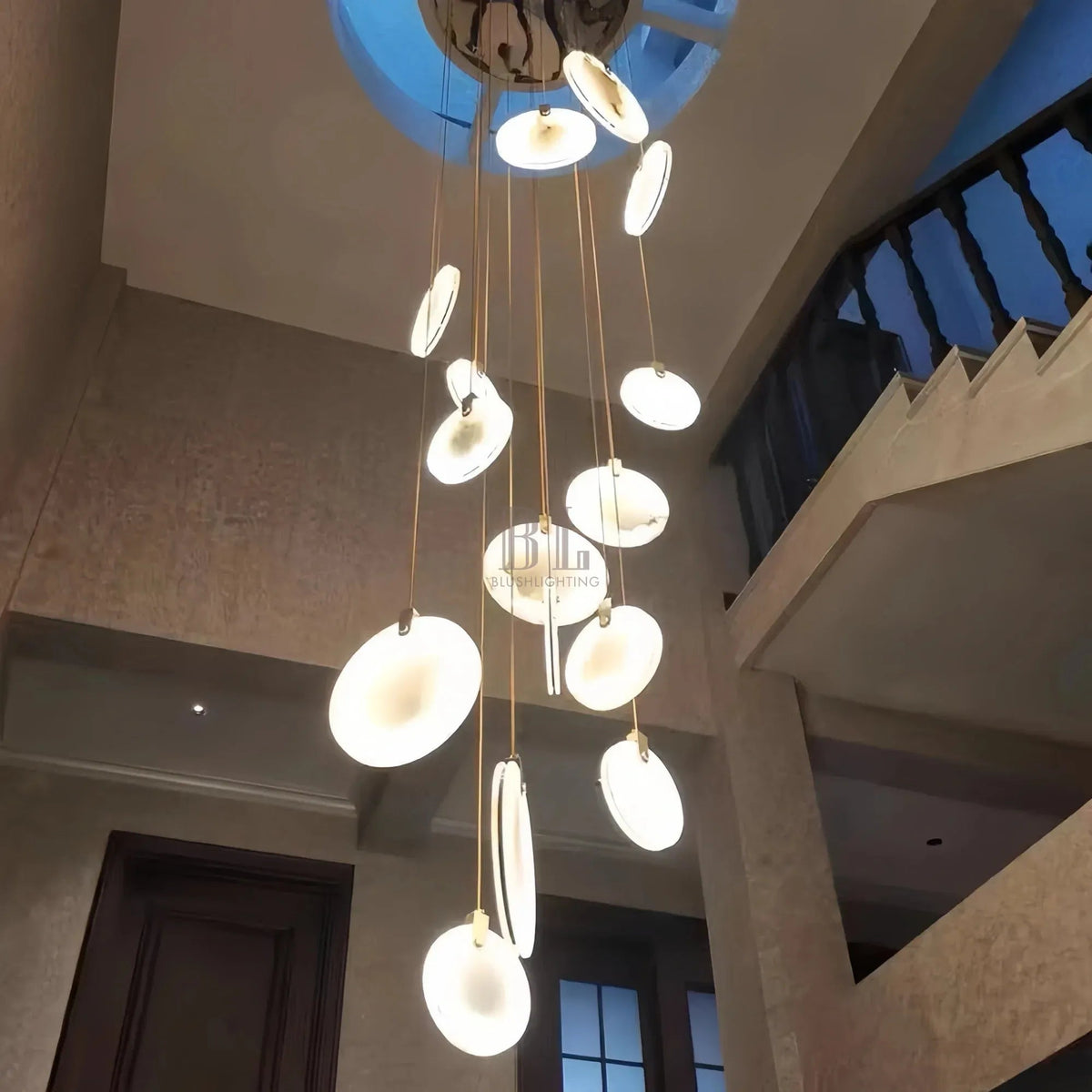 Alabaster Long Staircase Chandelier 5 styles - Zelno Lighting