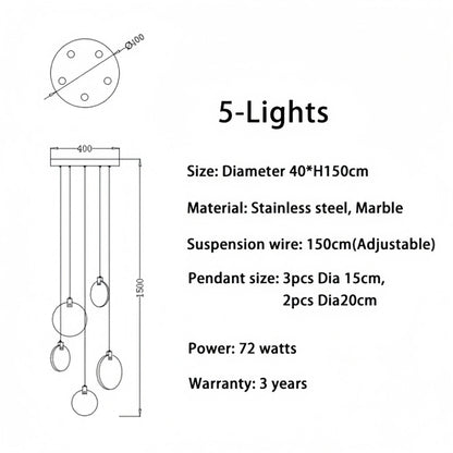 Alabaster Long Staircase Chandelier 5 styles - Zelno Lighting