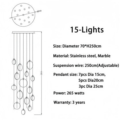 Alabaster Long Staircase Chandelier 5 styles - Zelno Lighting