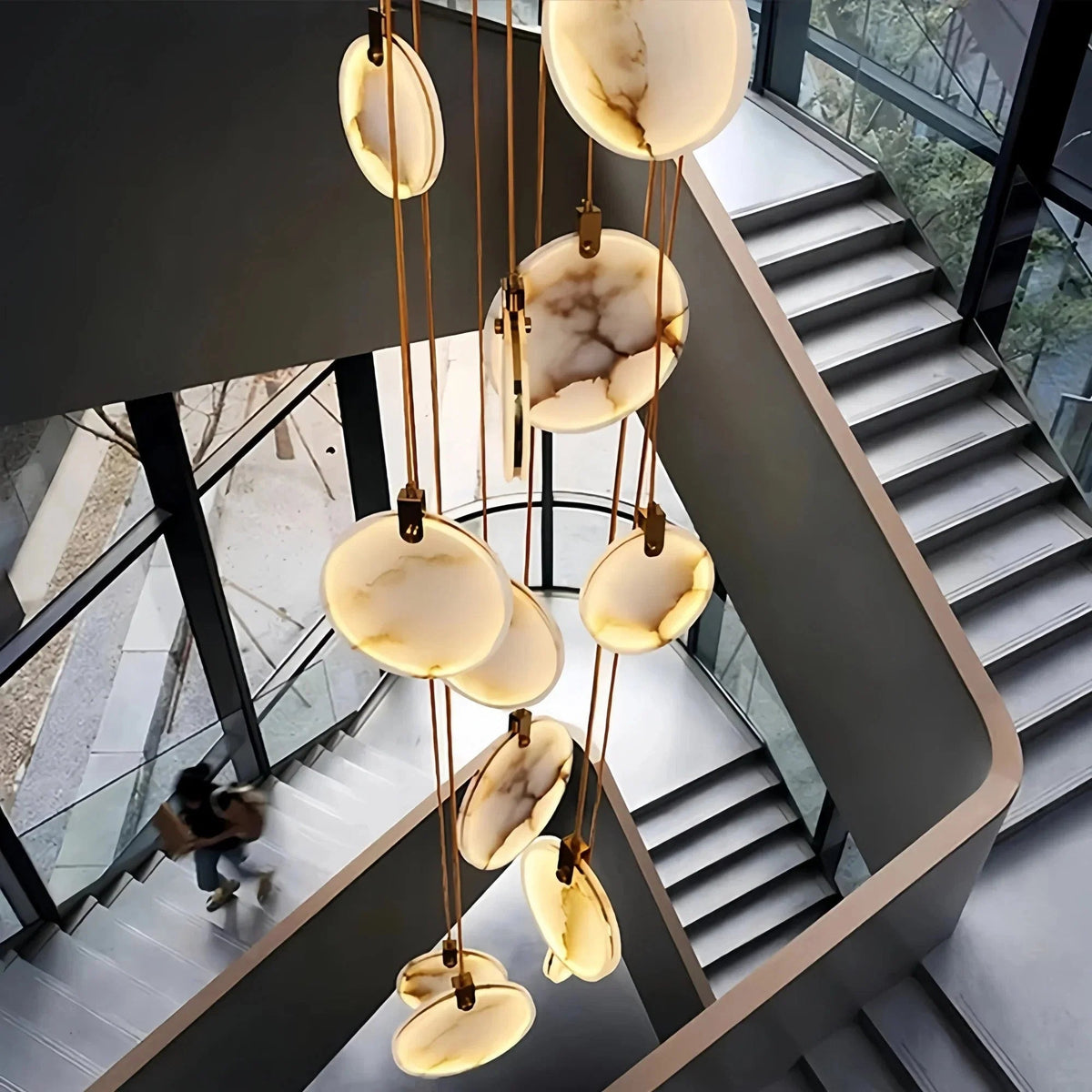 Alabaster Long Staircase Chandelier 5 styles - Zelno Lighting