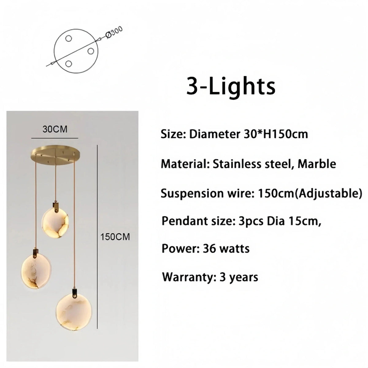Alabaster Long Staircase Chandelier 5 styles - Zelno Lighting