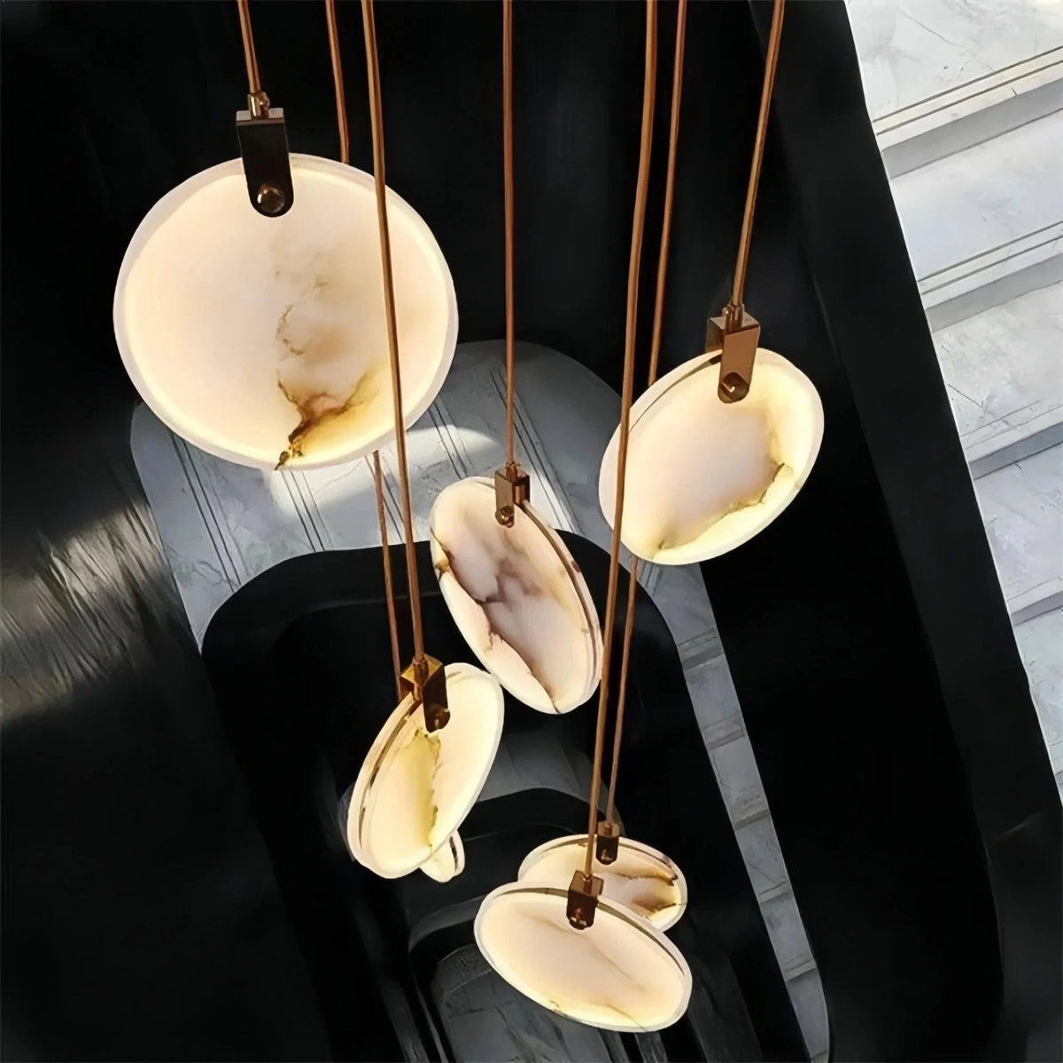 Alabaster Long Staircase Chandelier 5 styles - Zelno Lighting