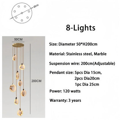 Alabaster Long Staircase Chandelier 5 styles - Zelno Lighting