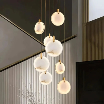 Alabaster Long Staircase Chandelier 5 styles - Zelno Lighting