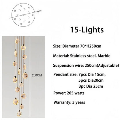 Alabaster Long Staircase Chandelier 5 styles - Zelno Lighting