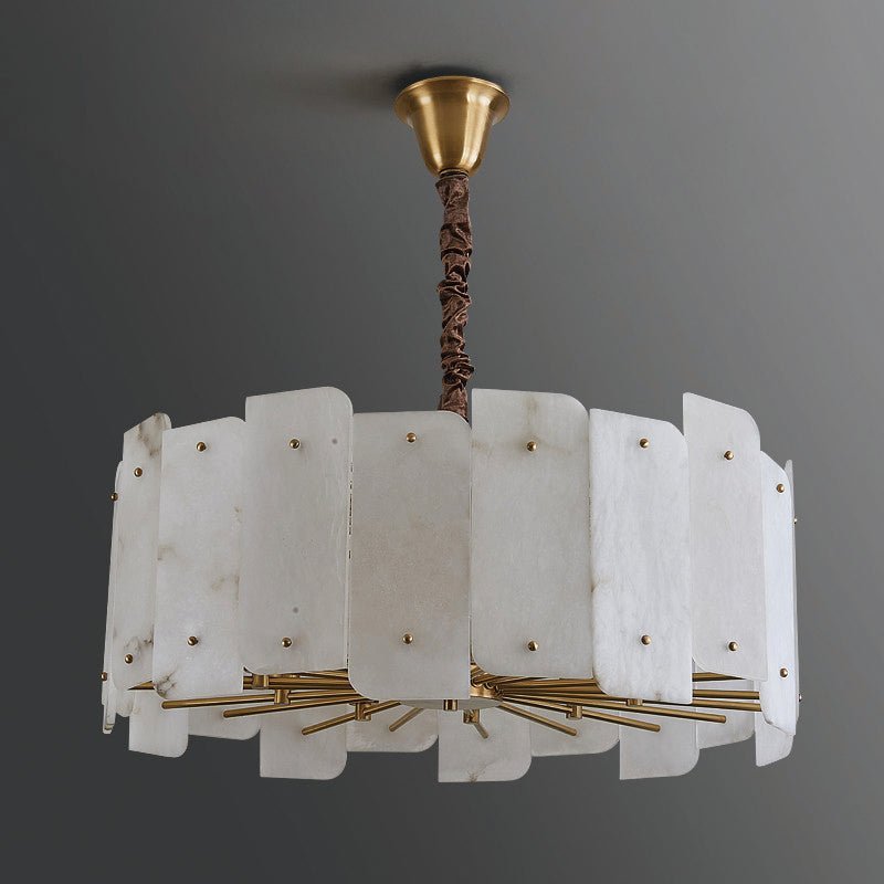 Alabaster Lorry Round Chandelier 20" 31" - Zelno Lighting