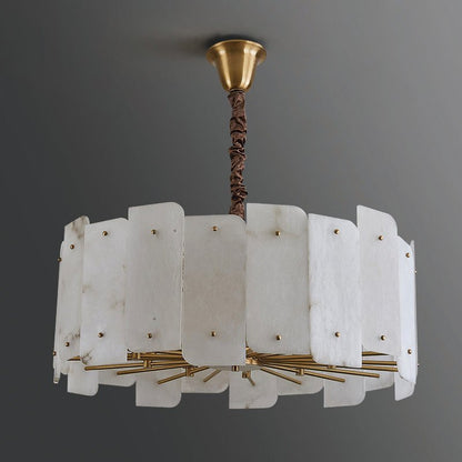Alabaster Lorry Round Chandelier 20" 31" - Zelno Lighting