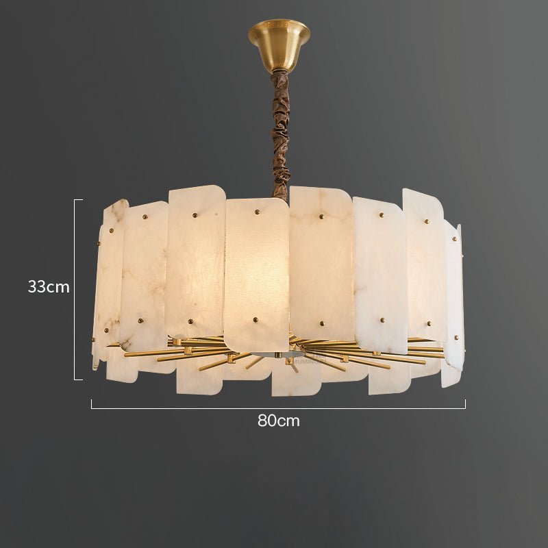 Alabaster Lorry Round Chandelier 20" 31" - Zelno Lighting