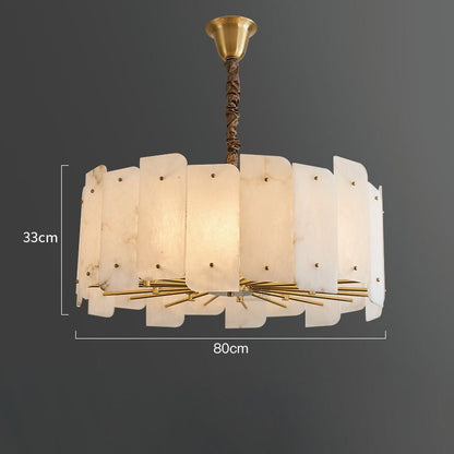 Alabaster Lorry Round Chandelier 20" 31" - Zelno Lighting
