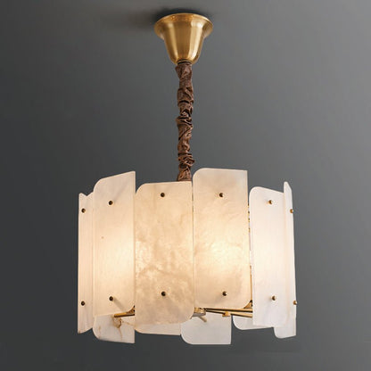 Alabaster Lorry Round Chandelier 20" 31" - Zelno Lighting