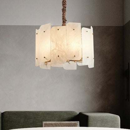 Alabaster Lorry Round Chandelier 20" 31" - Zelno Lighting