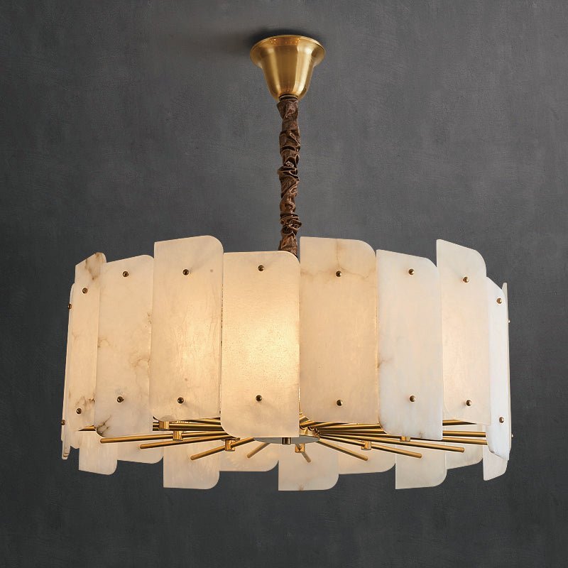Alabaster Lorry Round Chandelier 20" 31" - Zelno Lighting
