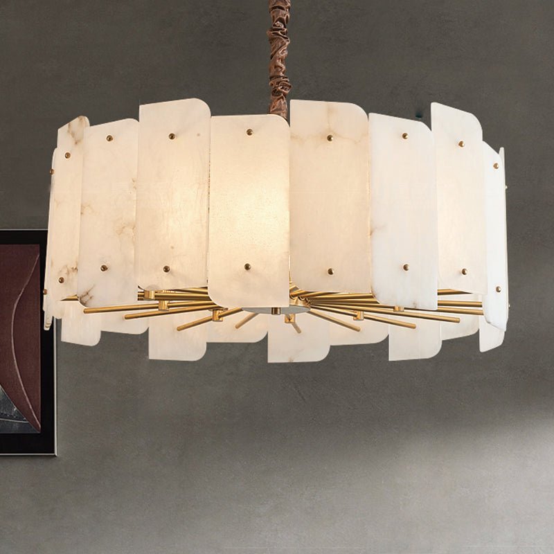 Alabaster Lorry Round Chandelier 20" 31" - Zelno Lighting