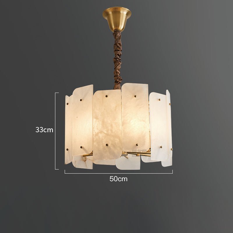 Alabaster Lorry Round Chandelier 20" 31" - Zelno Lighting