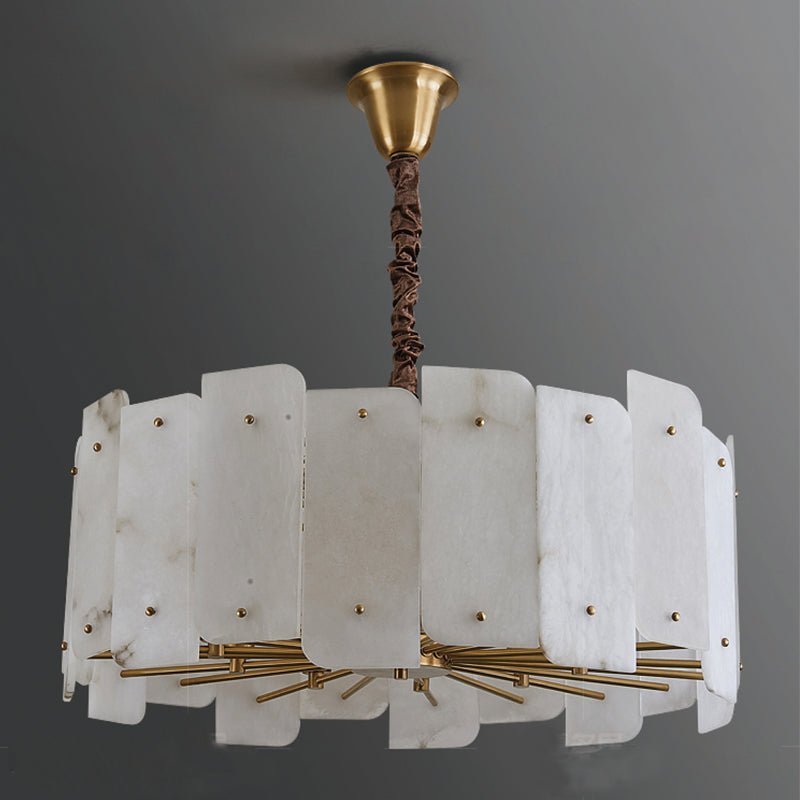 Alabaster Lorry Round Chandelier 20" 31" - Zelno Lighting