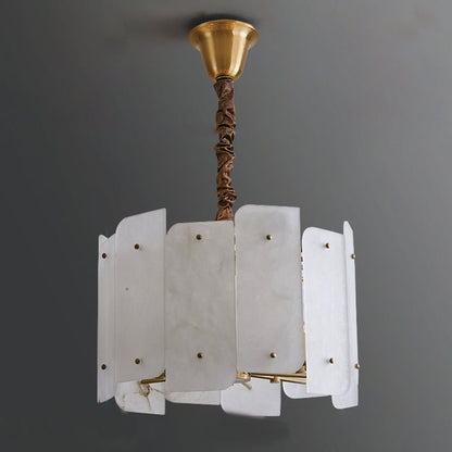 Alabaster Lorry Round Chandelier 20" 31" - Zelno Lighting