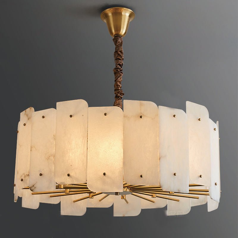 Alabaster Lorry Round Chandelier 20" 31" - Zelno Lighting