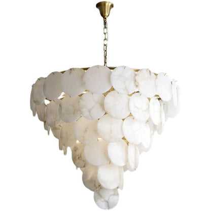 Alabaster Magnolia Multi-tiered Round Chandelier Lighting - Zelno