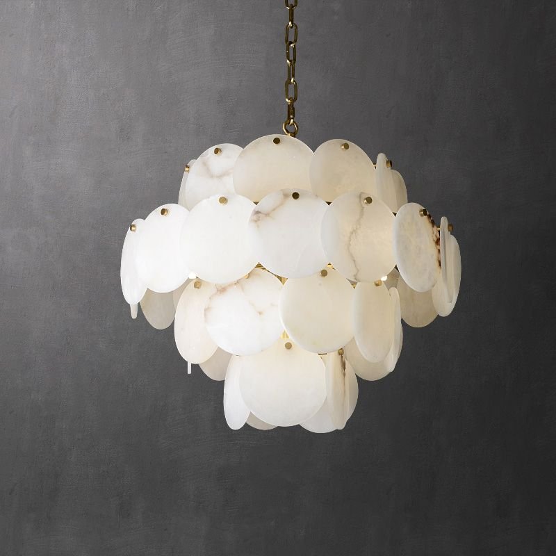 Alabaster Magnolia Multi-tiered Round Chandelier Lighting - Zelno