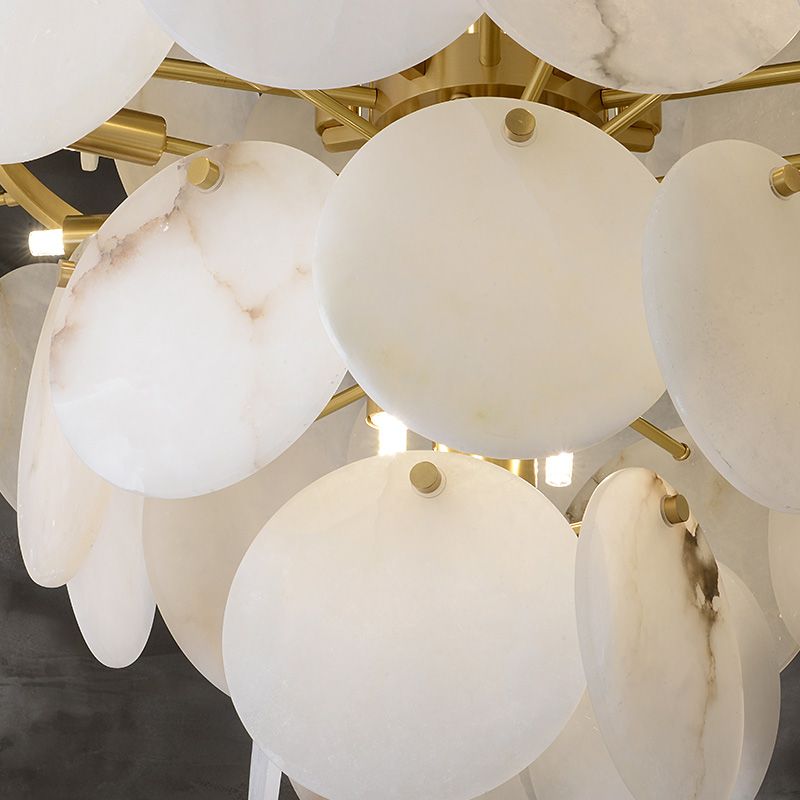 Alabaster Magnolia Multi-tiered Round Chandelier Lighting - Zelno