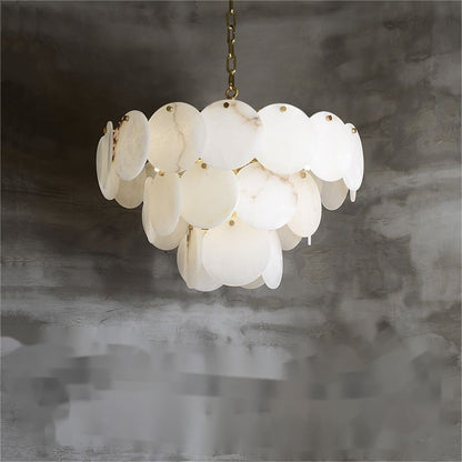 Alabaster Magnolia Multi-tiered Round Chandelier Lighting - Zelno