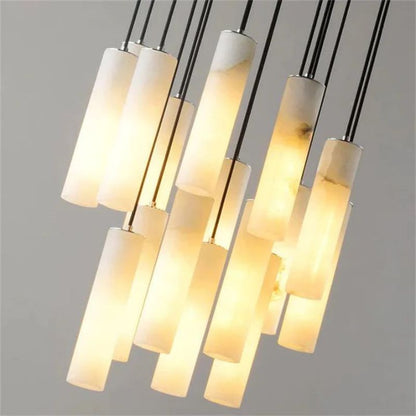 Alabaster Modern Cylindrical Round Chandelier 79"H - Zelno Lighting