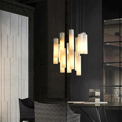 Alabaster Modern Cylindrical Round Chandelier - Zelno