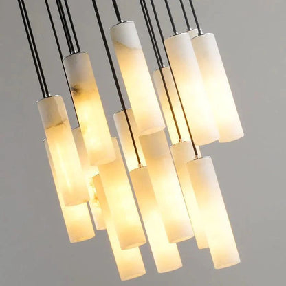 Alabaster Modern Cylindrical Round Chandelier - Zelno