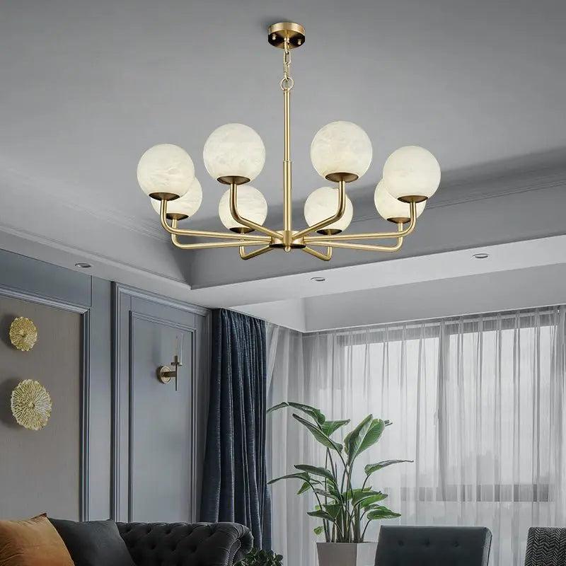 Alabaster Modern Global Dining Chandelier - Zelno Lighting