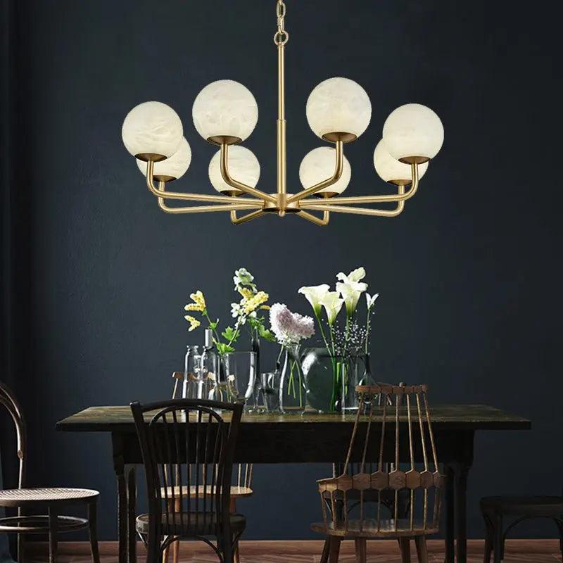 Alabaster Modern Global Dining Chandelier - Zelno Lighting