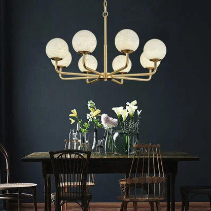 Alabaster Modern Global Dining Chandelier - Zelno Lighting