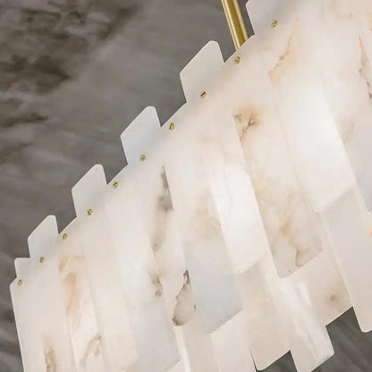 Alabaster Modern Rectangular Dining Room Chandeliers - Zelno Lighting