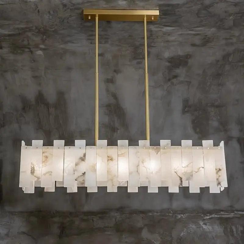 Alabaster Modern Rectangular Dining Room Chandeliers - Zelno Lighting
