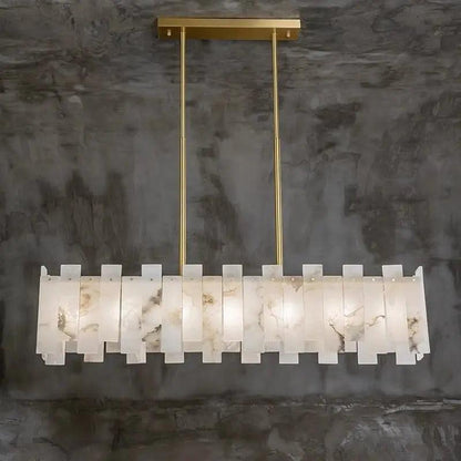 Alabaster Modern Rectangular Dining Room Chandeliers - Zelno Lighting
