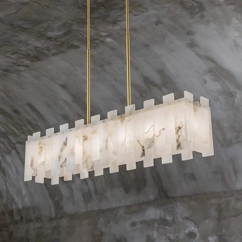 Alabaster Modern Rectangular Dining Room Chandeliers - Zelno Lighting