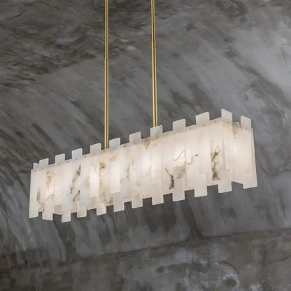 Alabaster Modern Rectangular Dining Room Chandeliers - Zelno Lighting