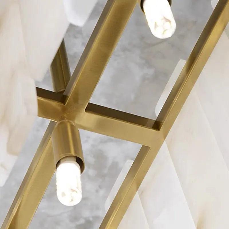 Alabaster Modern Rectangular Dining Room Chandeliers - Zelno Lighting