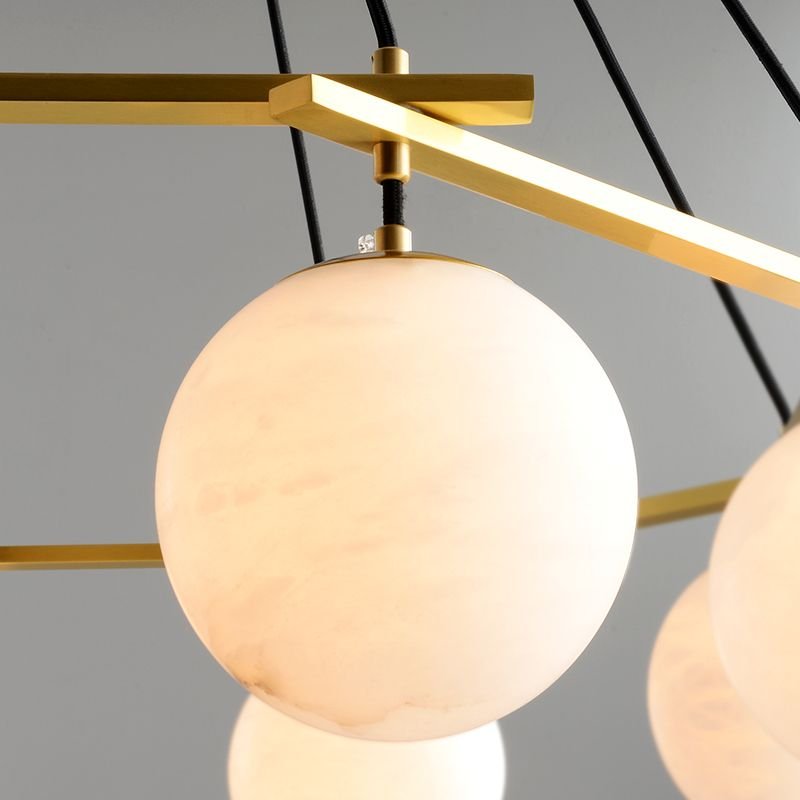 Alabaster Modern Round Ball Chandelier - Zelno