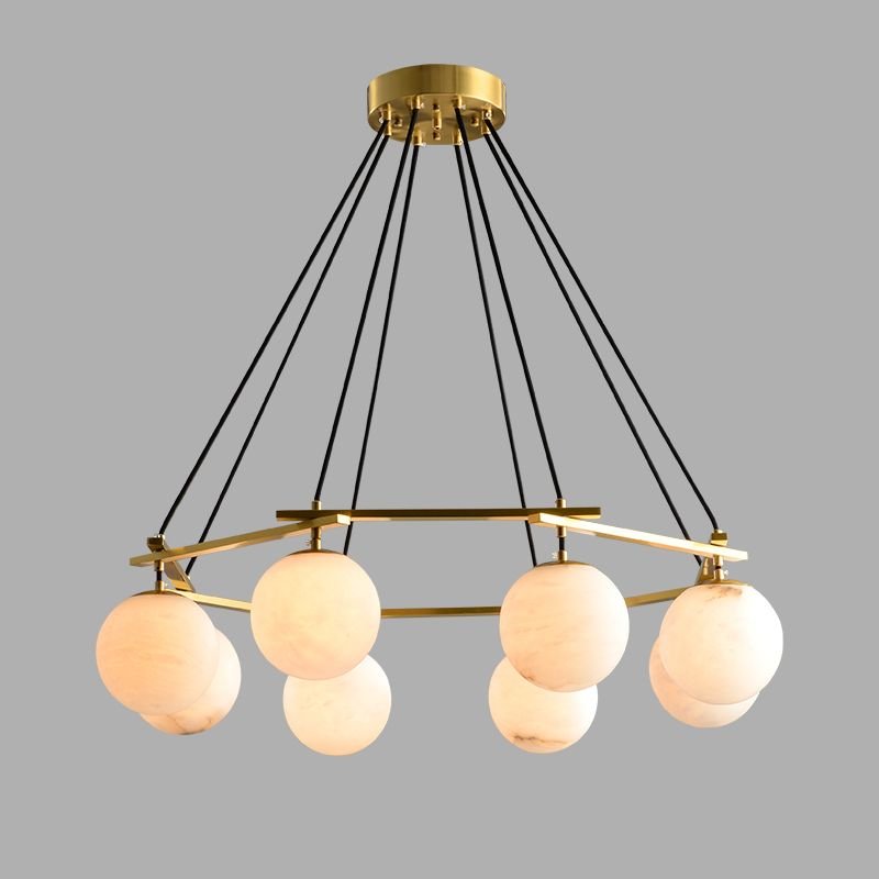 Alabaster Modern Round Ball Chandelier - Zelno