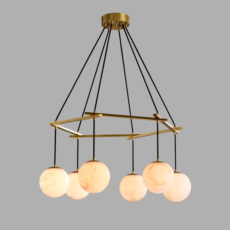 Alabaster Modern Round Ball Chandelier - Zelno