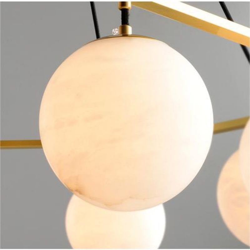 Alabaster Modern Round Ball Chandelier - Zelno