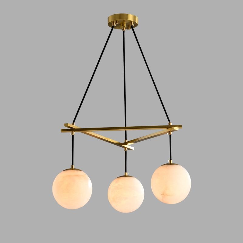 Alabaster Modern Round Ball Chandelier - Zelno