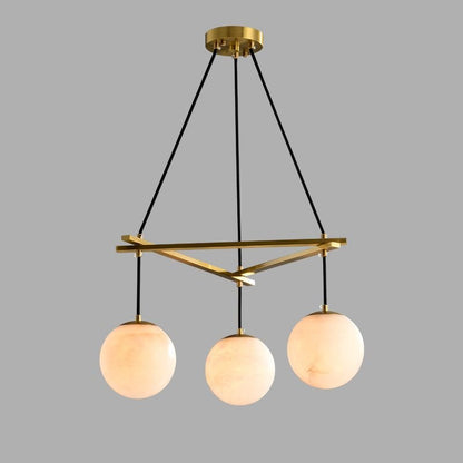 Alabaster Modern Round Ball Chandelier - Zelno