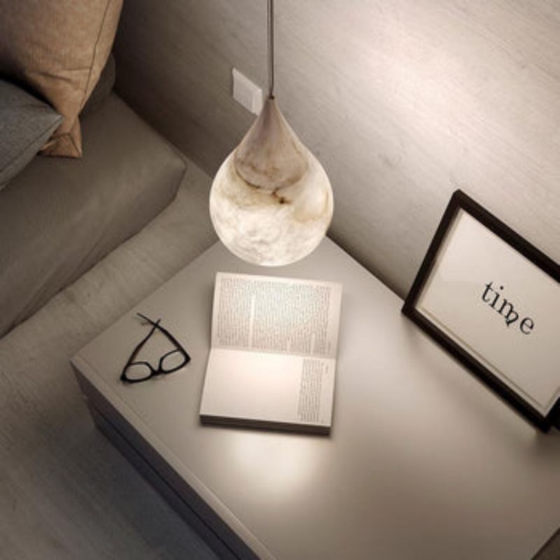 Alabaster Modern Teardrop Single Pendant Light - Zelno