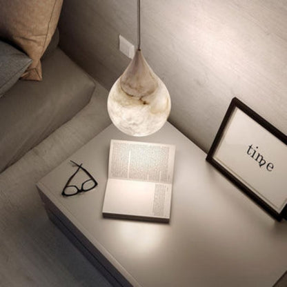 Alabaster Modern Teardrop Single Pendant Light - Zelno