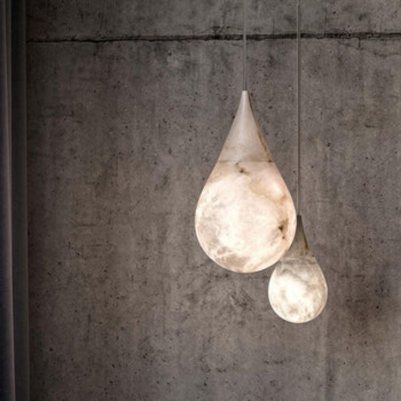 Alabaster Modern Teardrop Single Pendant Light - Zelno