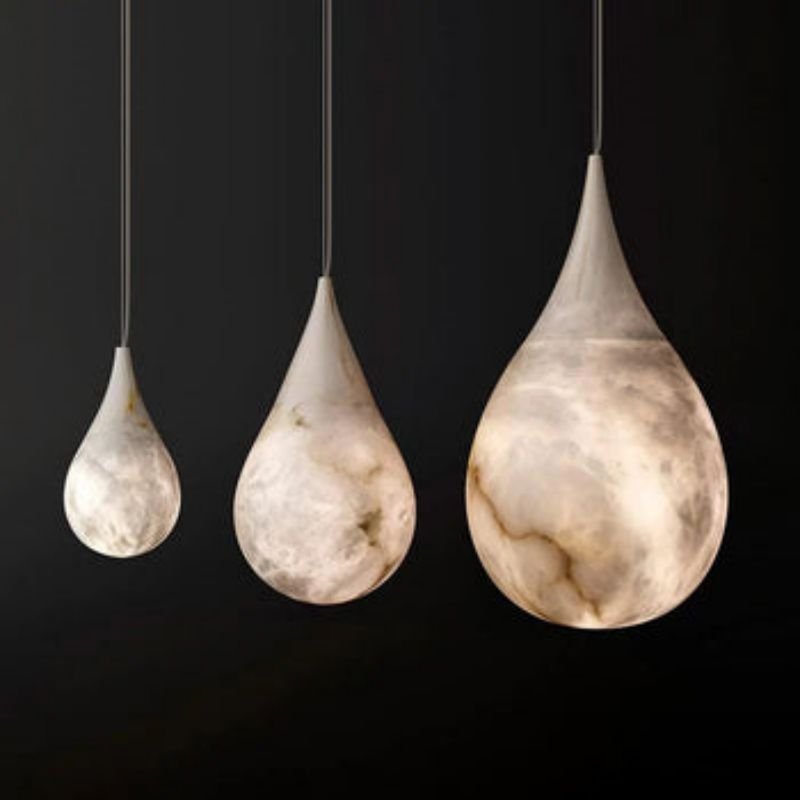 Alabaster Modern Teardrop Single Pendant Light - Zelno