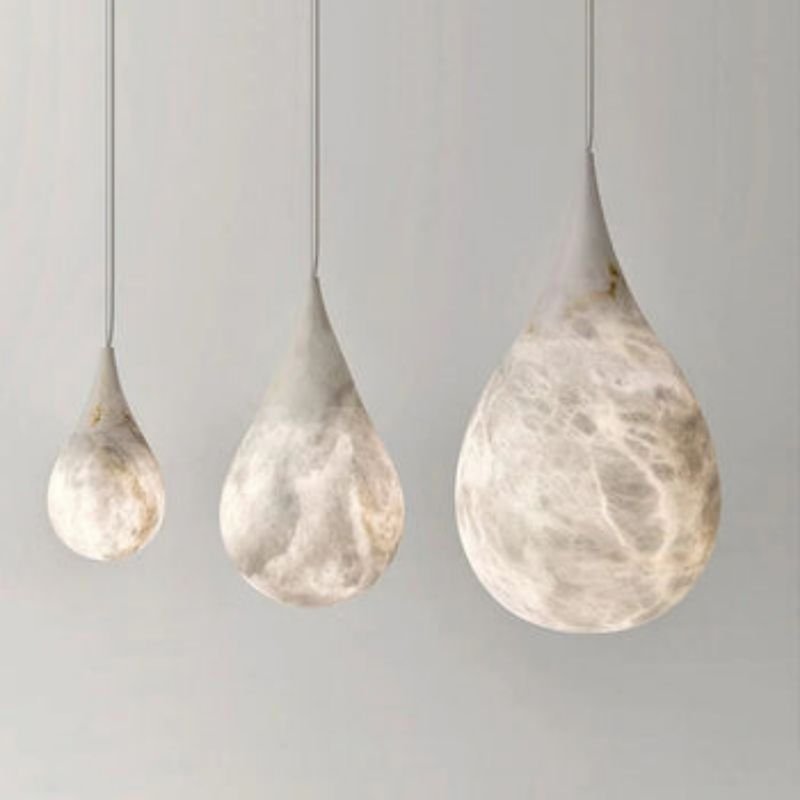 Alabaster Modern Teardrop Single Pendant Light - Zelno