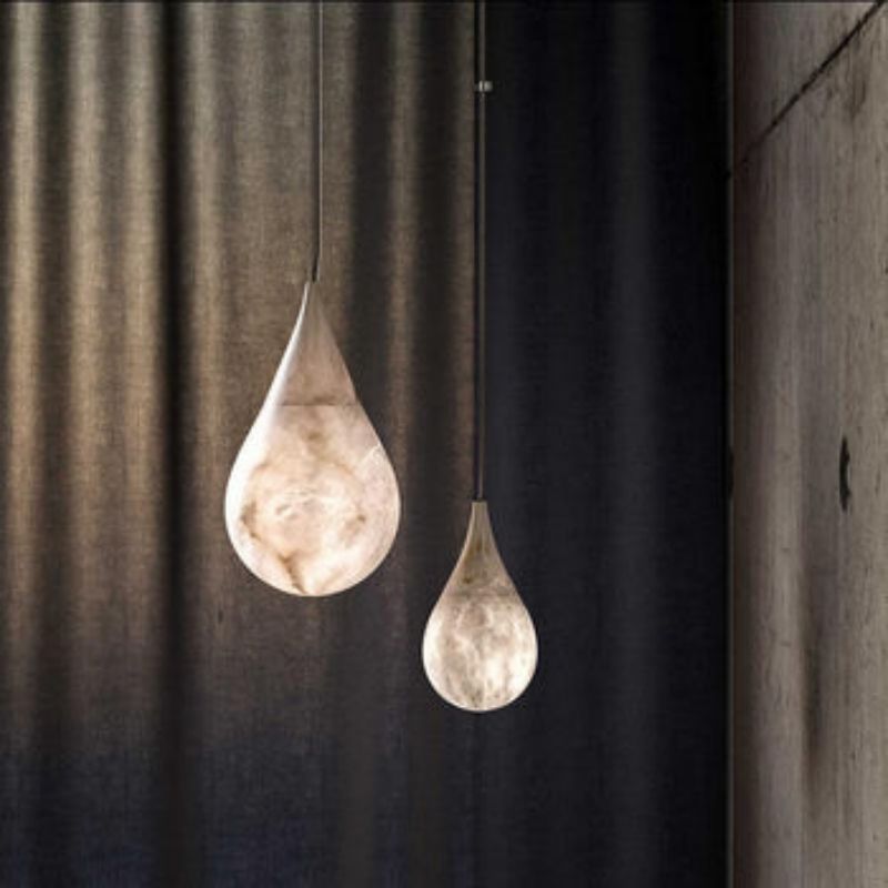Alabaster Modern Teardrop Single Pendant Light - Zelno
