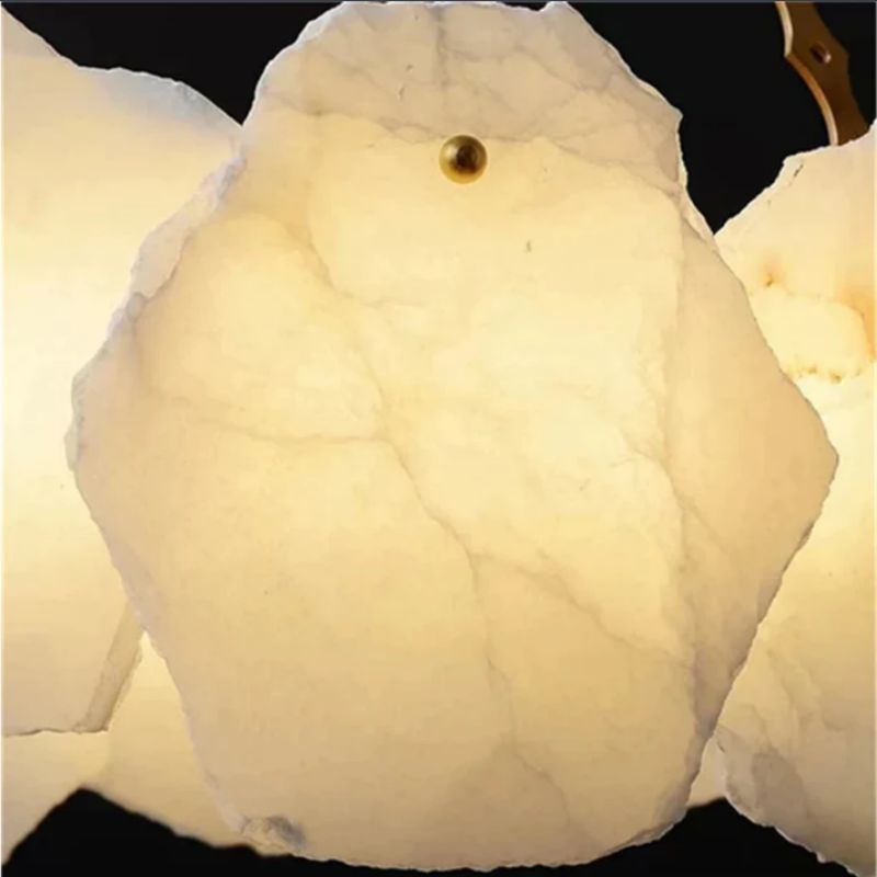 Alabaster Moira Marble Modern Snowflake Round Chandelier - Zelno